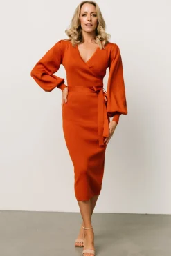 Hot Baltic Born Soho Bubble Sleeve Sweater Dress | Rust