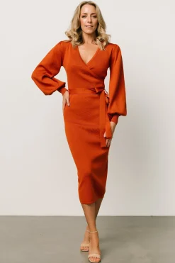 Hot Baltic Born Soho Bubble Sleeve Sweater Dress | Rust