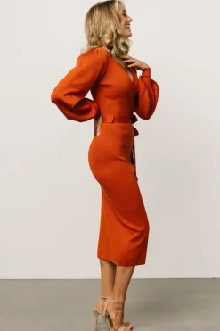 Hot Baltic Born Soho Bubble Sleeve Sweater Dress | Rust