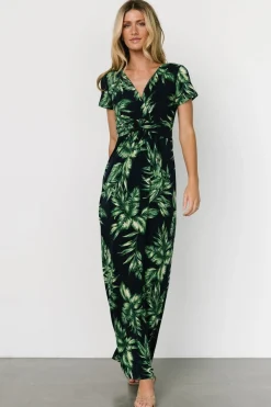 Online Baltic Born Soleil Maxi Dress | Black Leaf Print BlackLeafPrint