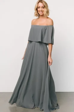 Discount Baltic Born Sonia Off Shoulder Maxi Dress | Dusty Blue DustyBlue