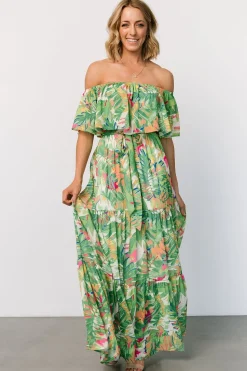 Online Baltic Born Sonoma Off Shoulder Maxi Dress | Green Multi GreenMulti