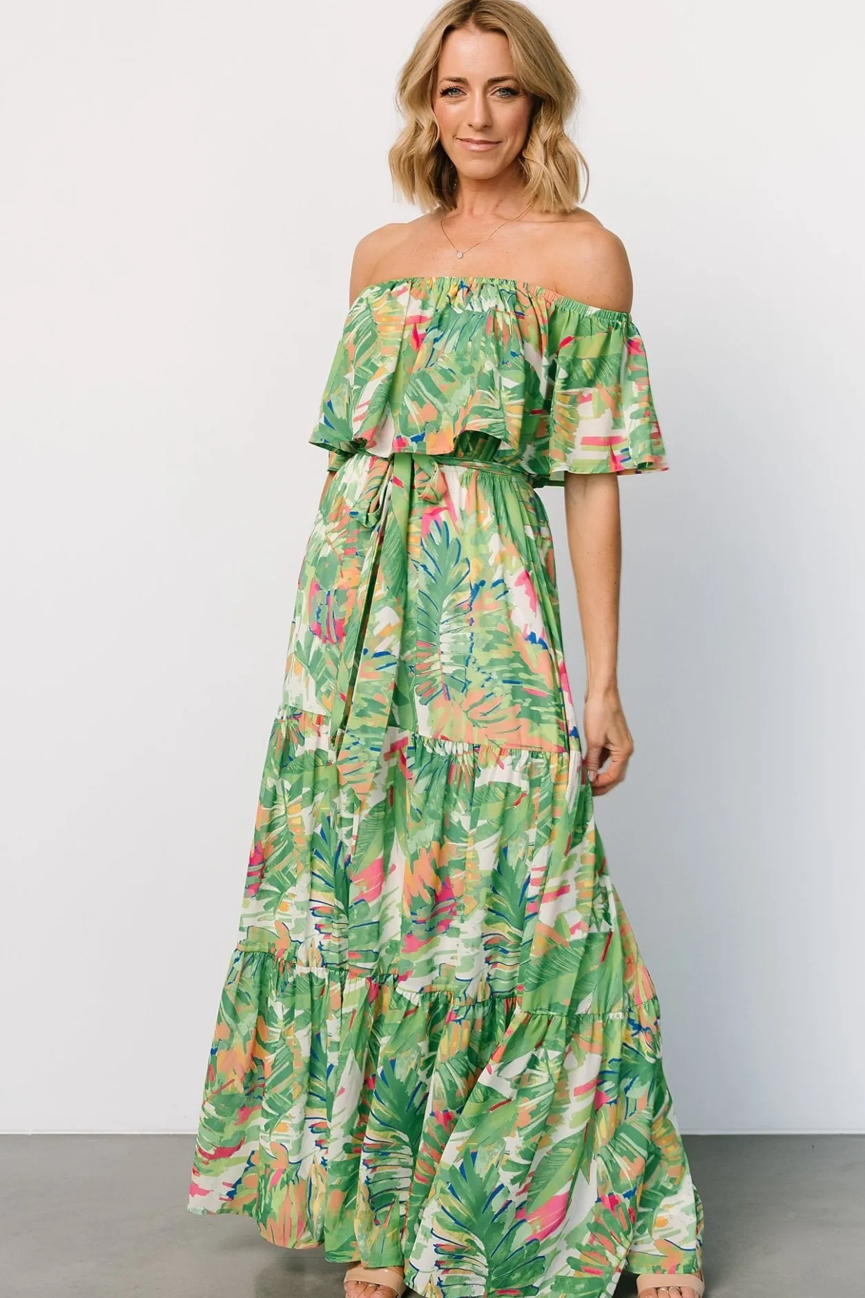 Online Baltic Born Sonoma Off Shoulder Maxi Dress | Green Multi GreenMulti