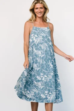 Clearance Baltic Born Sonora Midi Dress | Dusty Blue Print DustyBluePrint