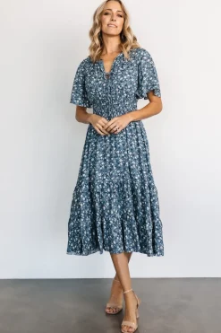 Clearance Baltic Born Spell Boho Midi Dress | Blue Floral BlueFloral
