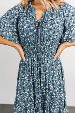 Clearance Baltic Born Spell Boho Midi Dress | Blue Floral BlueFloral