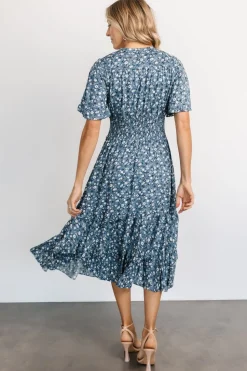 Clearance Baltic Born Spell Boho Midi Dress | Blue Floral BlueFloral