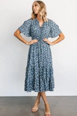Clearance Baltic Born Spell Boho Midi Dress | Blue Floral BlueFloral