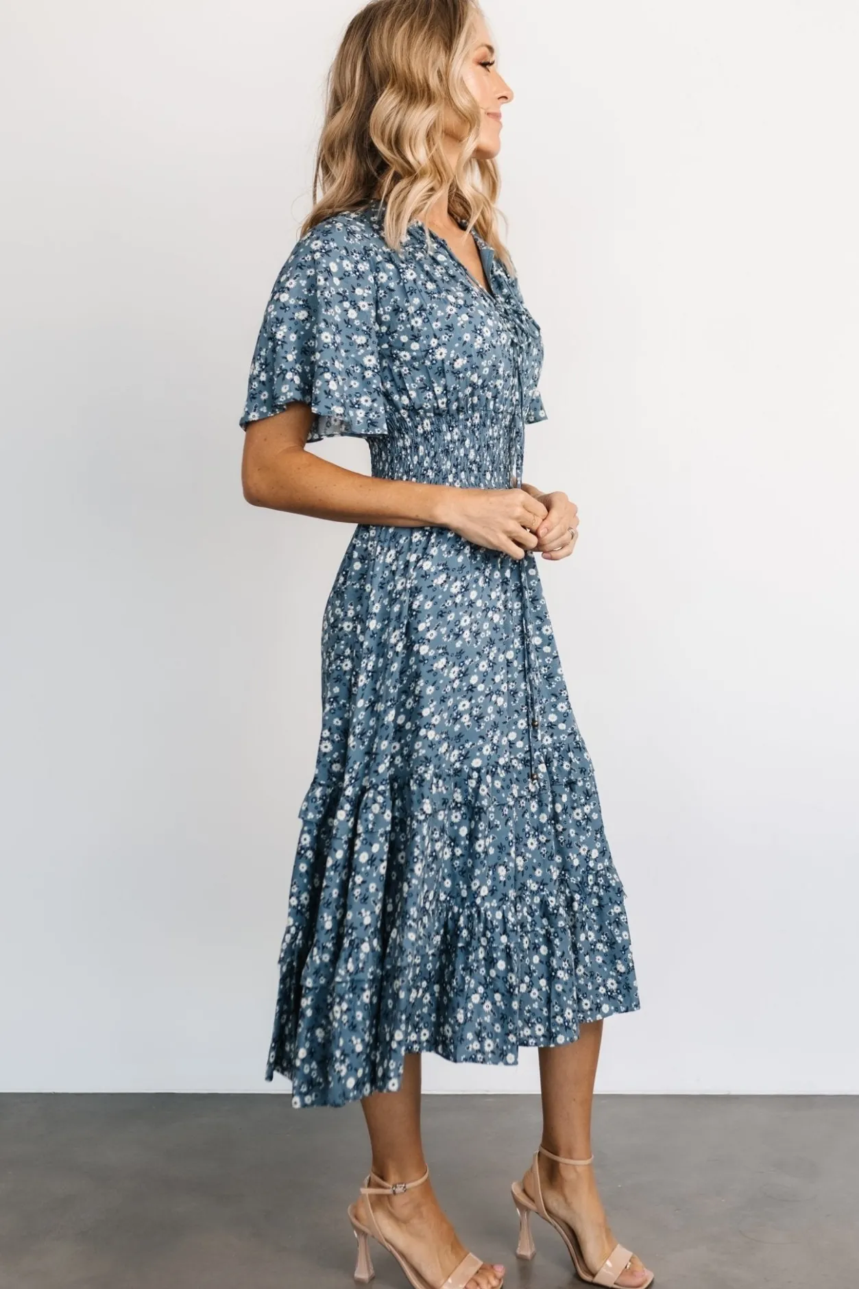 Clearance Baltic Born Spell Boho Midi Dress | Blue Floral BlueFloral