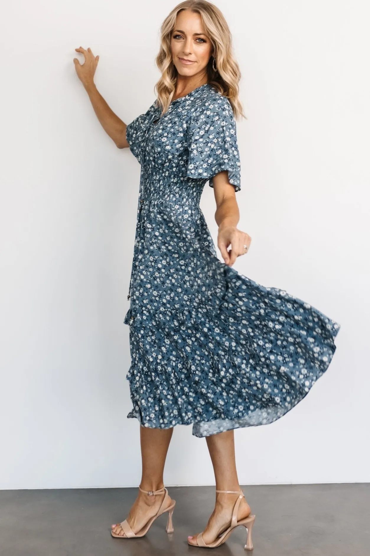 Clearance Baltic Born Spell Boho Midi Dress | Blue Floral BlueFloral