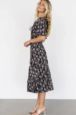 Outlet Baltic Born Spell Boho Midi Dress | Black + Taupe Floral Black+TaupeFloral