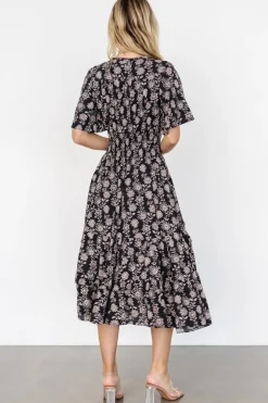 Outlet Baltic Born Spell Boho Midi Dress | Black + Taupe Floral Black+TaupeFloral
