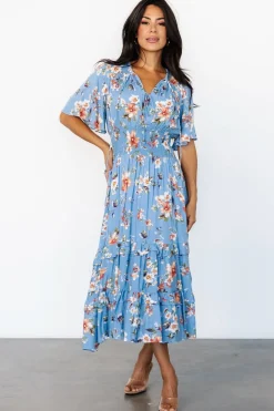 Outlet Baltic Born Spell Boho Midi Dress | Blue + Peach Floral Blue+PeachFloral