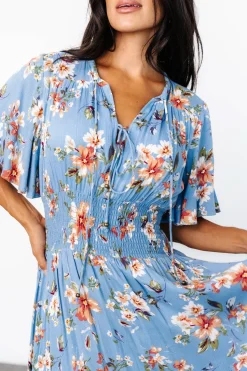Outlet Baltic Born Spell Boho Midi Dress | Blue + Peach Floral Blue+PeachFloral