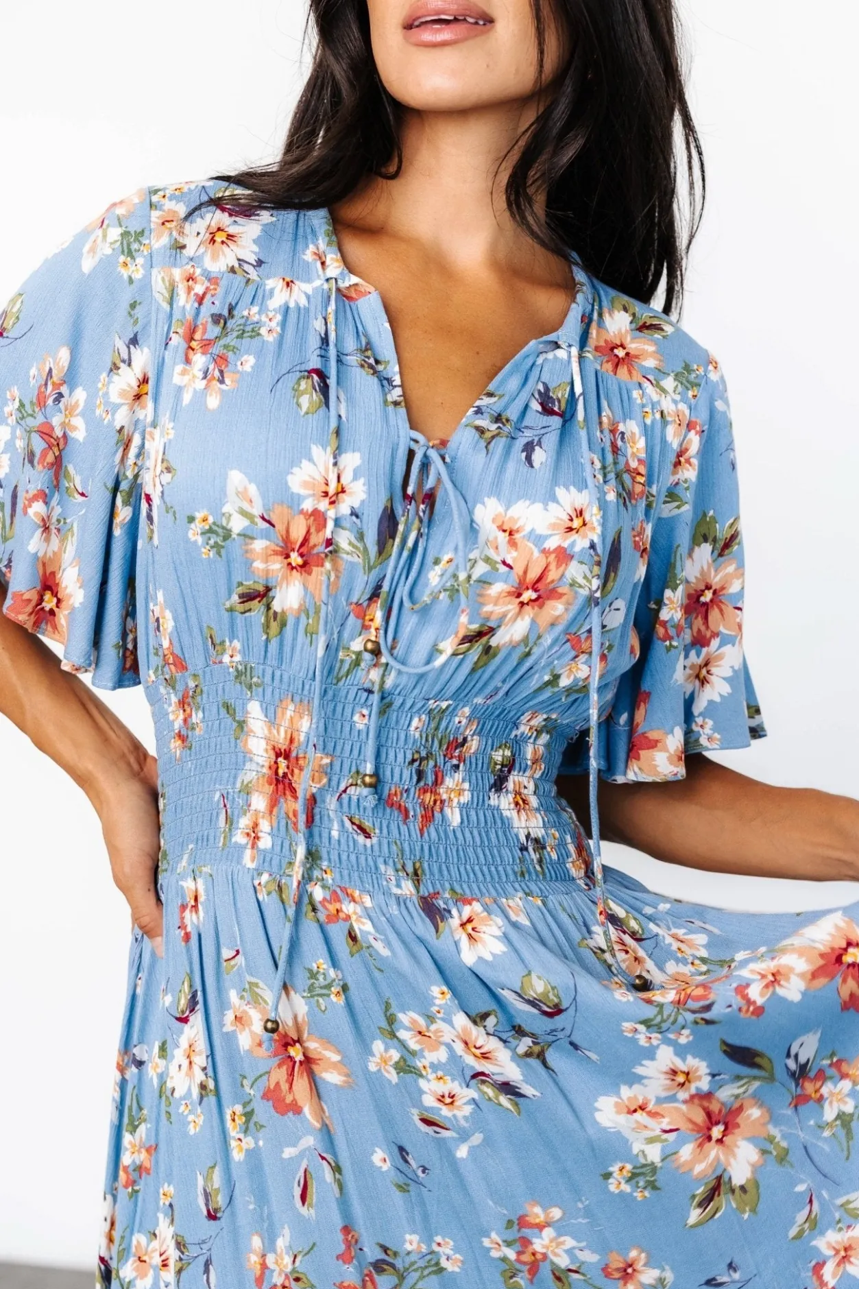 Outlet Baltic Born Spell Boho Midi Dress | Blue + Peach Floral Blue+PeachFloral