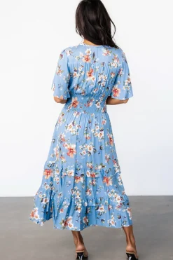 Outlet Baltic Born Spell Boho Midi Dress | Blue + Peach Floral Blue+PeachFloral