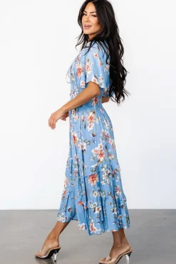 Outlet Baltic Born Spell Boho Midi Dress | Blue + Peach Floral Blue+PeachFloral
