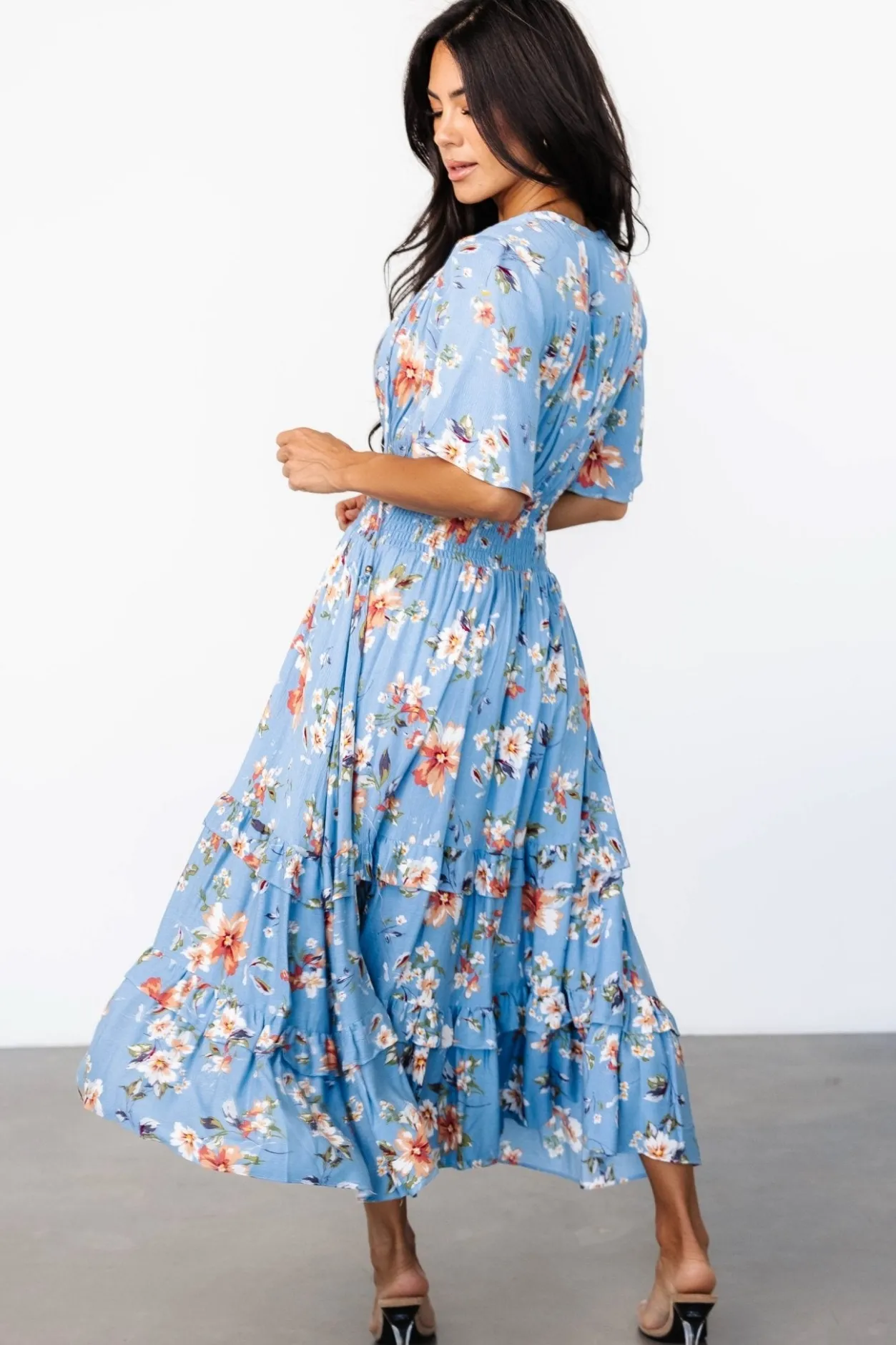 Outlet Baltic Born Spell Boho Midi Dress | Blue + Peach Floral Blue+PeachFloral