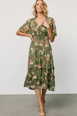 Sale Baltic Born Spell Boho Midi Dress | Olive Floral OliveFloral