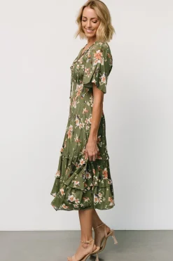 Sale Baltic Born Spell Boho Midi Dress | Olive Floral OliveFloral