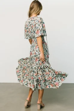Sale Baltic Born Spell Boho Midi Dress | Sage + Pink Floral Sage+PinkFloral