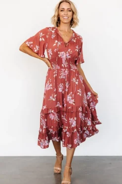 Hot Baltic Born Spell Boho Midi Dress | Terracotta Floral TerracottaFloral