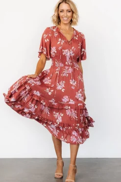 Hot Baltic Born Spell Boho Midi Dress | Terracotta Floral TerracottaFloral