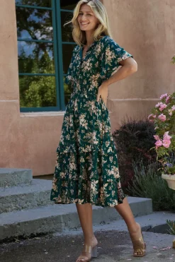 Discount Baltic Born Spell Boho Midi Dress | Topaz + Blush Floral Topaz+BlushFloral