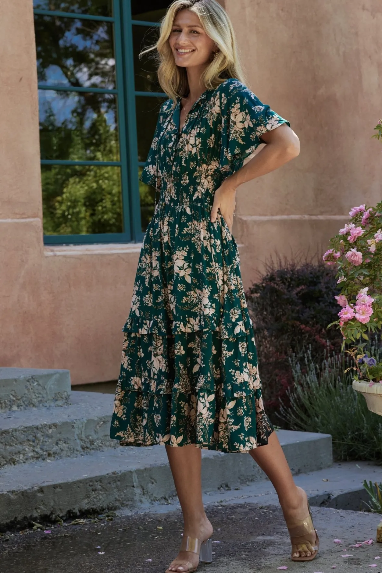 Discount Baltic Born Spell Boho Midi Dress | Topaz + Blush Floral Topaz+BlushFloral
