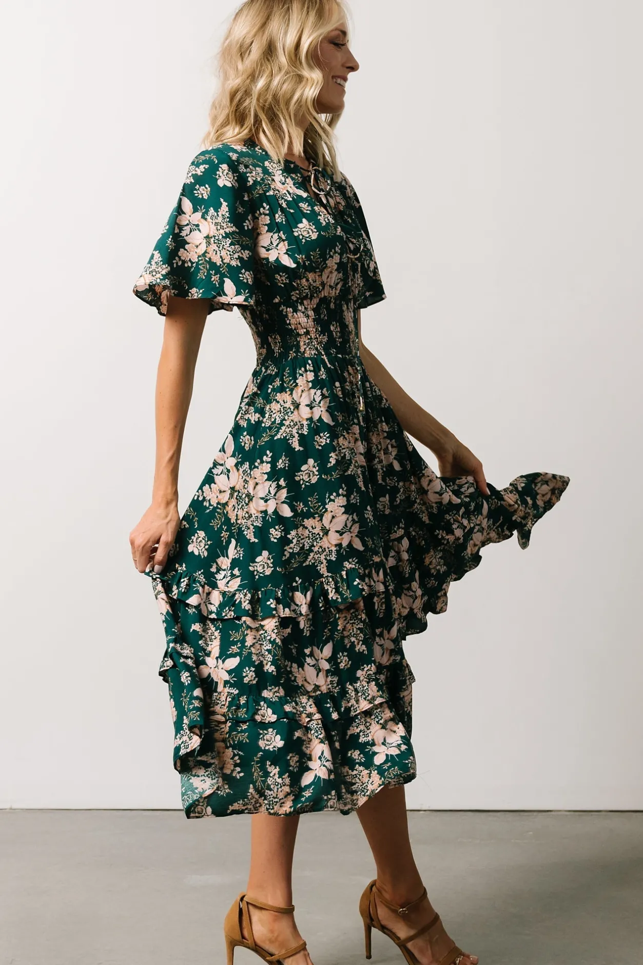Discount Baltic Born Spell Boho Midi Dress | Topaz + Blush Floral Topaz+BlushFloral