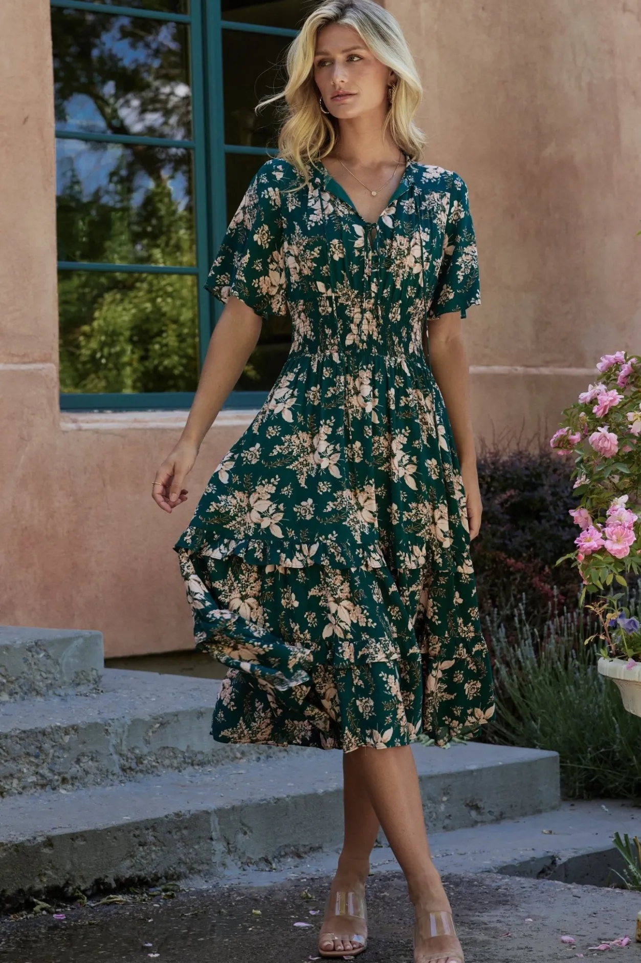 Discount Baltic Born Spell Boho Midi Dress | Topaz + Blush Floral Topaz+BlushFloral