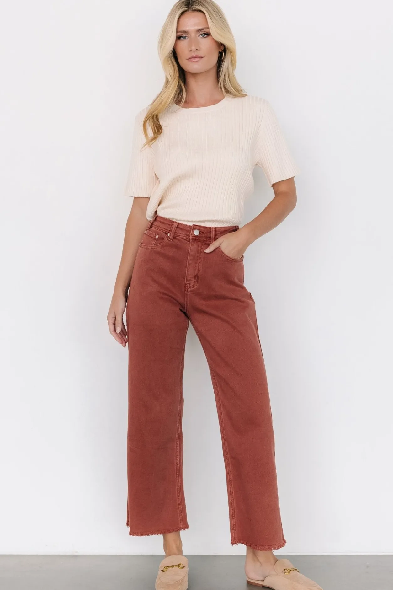 New Baltic Born Spence Denim Pants | Terracotta