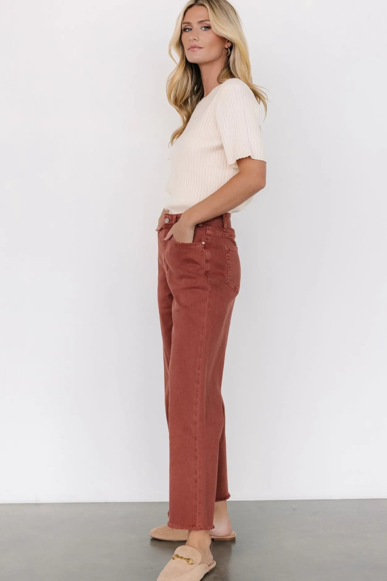 New Baltic Born Spence Denim Pants | Terracotta