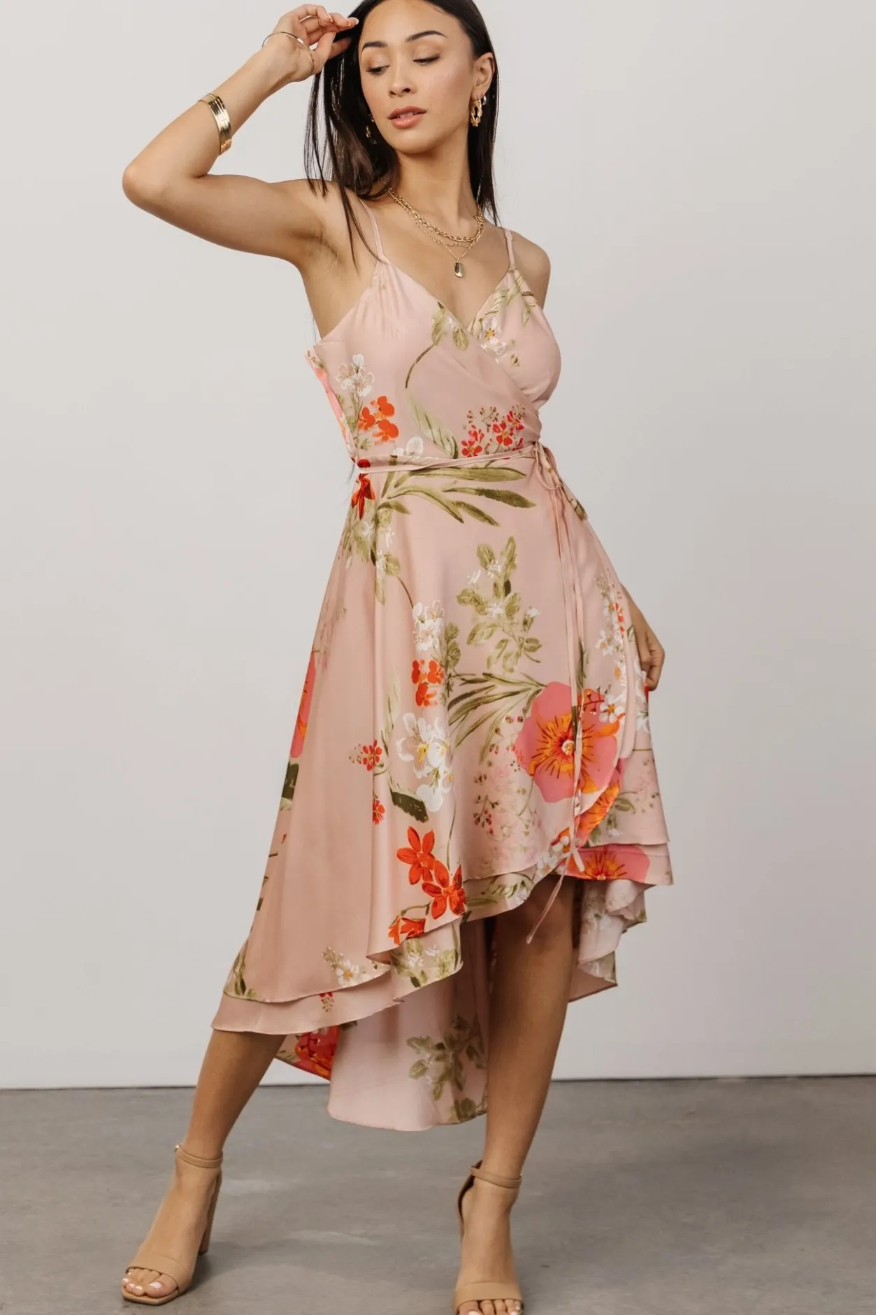New Baltic Born Steffi Tulip Wrap Dress | Pink Multi Floral PinkMultiFloral