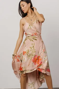New Baltic Born Steffi Tulip Wrap Dress | Pink Multi Floral PinkMultiFloral