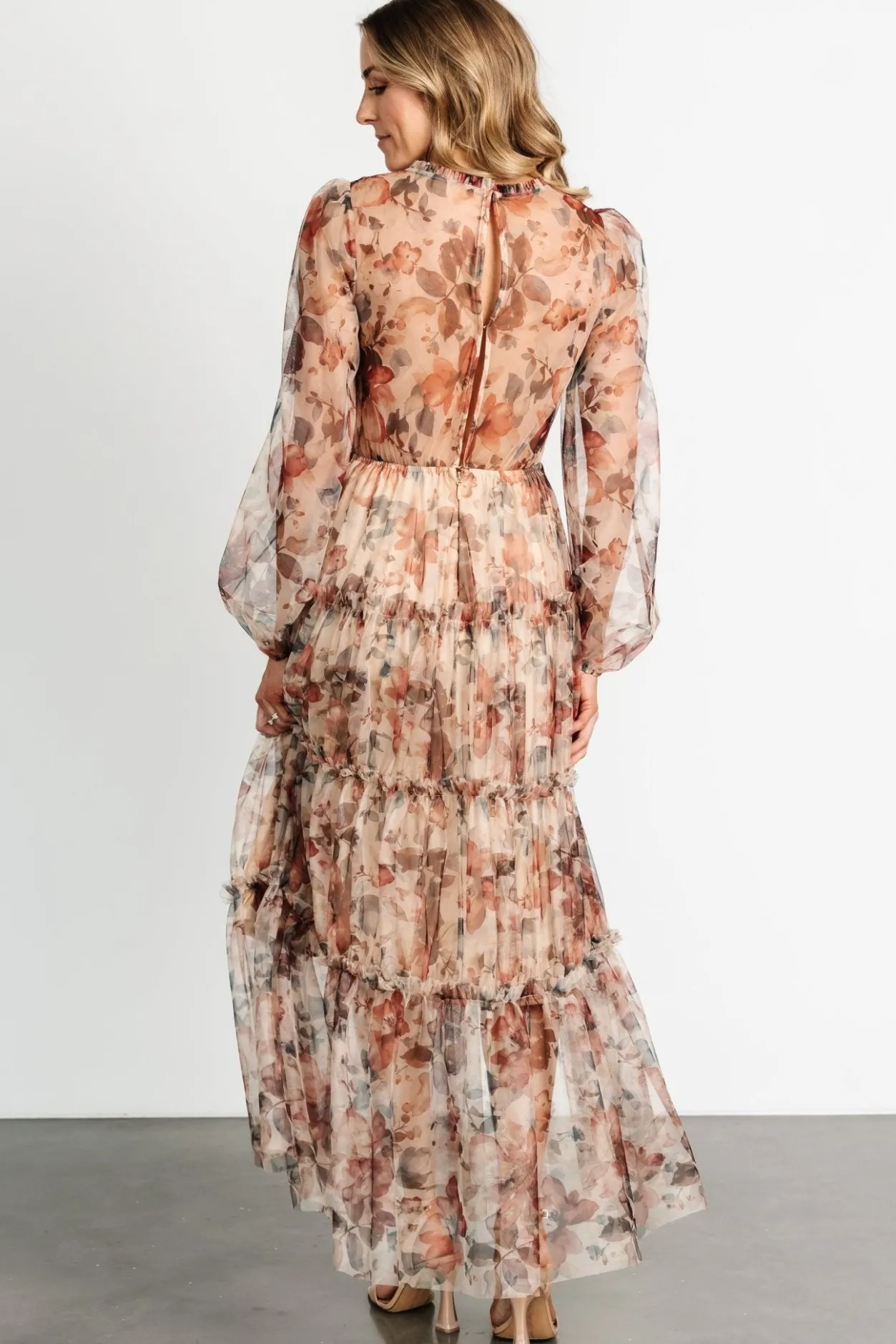 Outlet Baltic Born Stephanie Tiered Maxi Dress | Taupe Floral TaupeFloral