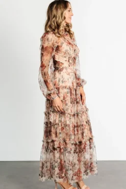 Outlet Baltic Born Stephanie Tiered Maxi Dress | Taupe Floral TaupeFloral