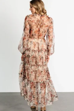 Outlet Baltic Born Stephanie Tiered Maxi Dress | Taupe Floral TaupeFloral