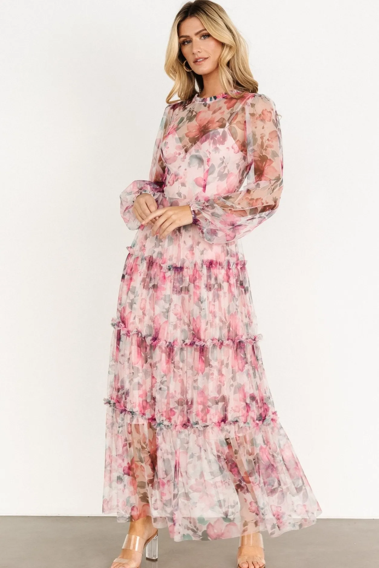 New Baltic Born Stephanie Tiered Maxi Dress | Mauve Floral MauveFloral
