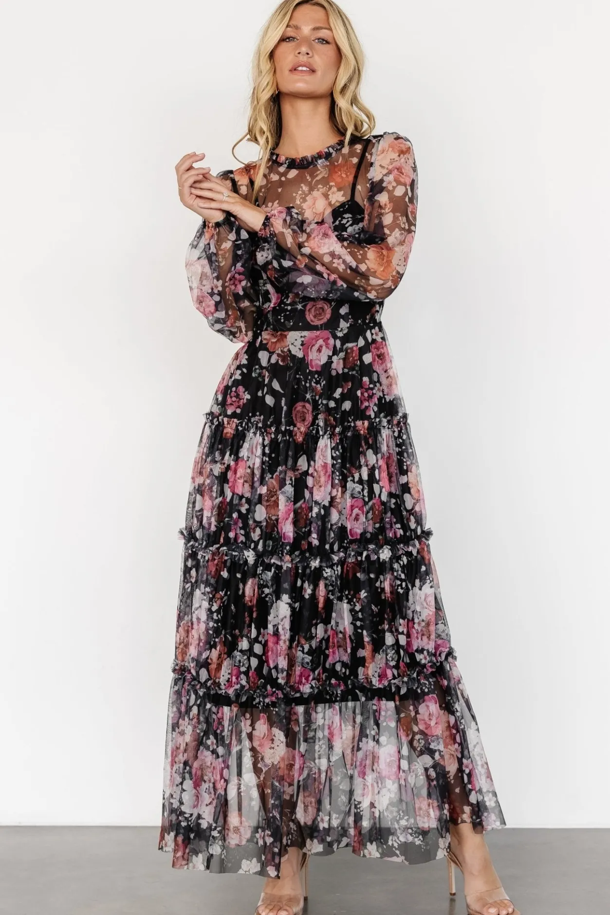Sale Baltic Born Stephanie Tiered Maxi Dress | Black Floral BlackFloral