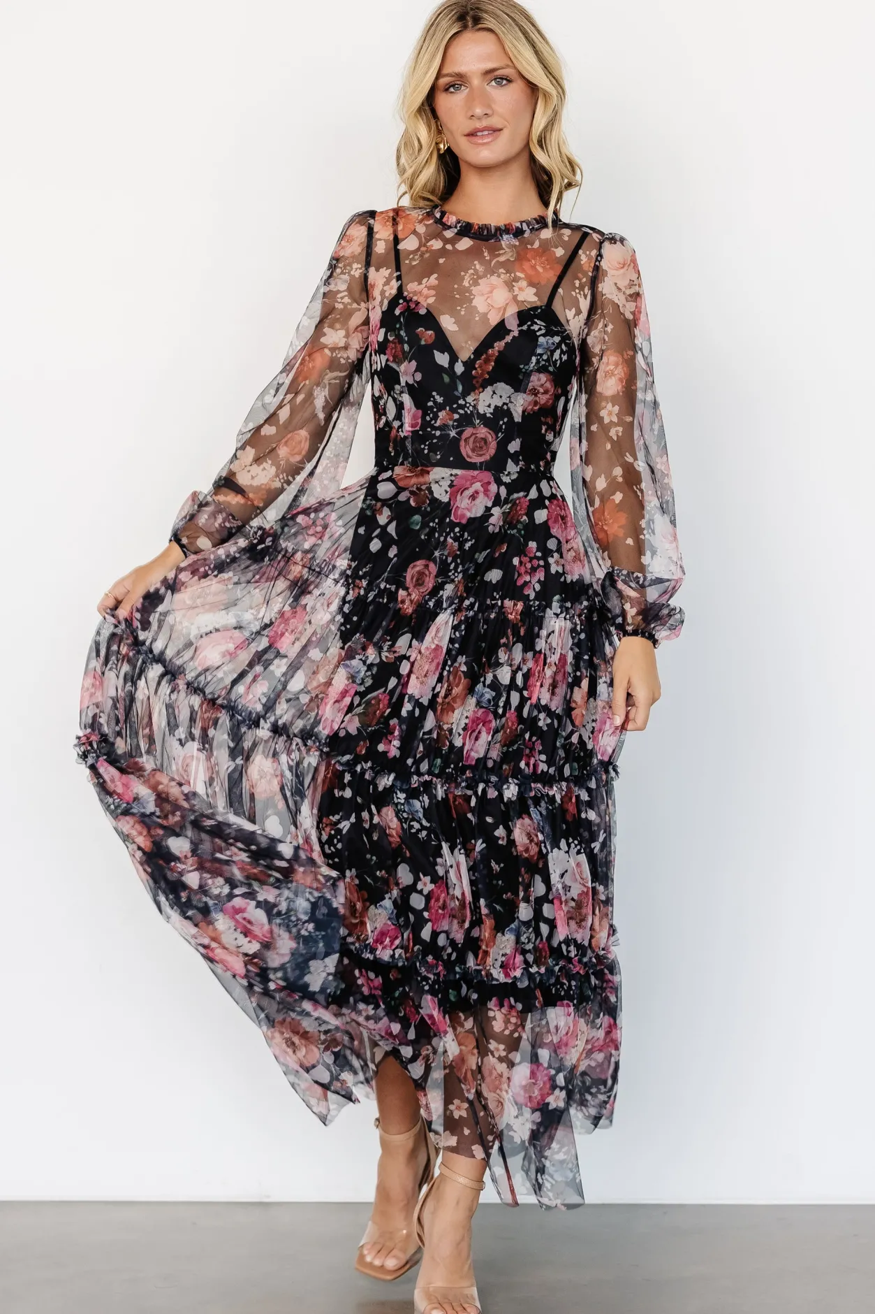 Sale Baltic Born Stephanie Tiered Maxi Dress | Black Floral BlackFloral