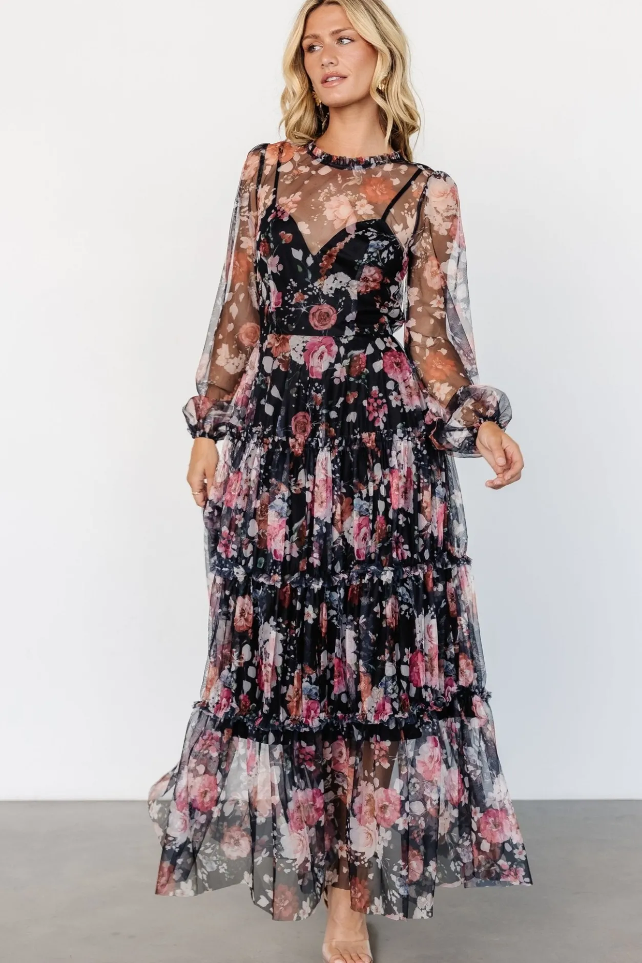 Sale Baltic Born Stephanie Tiered Maxi Dress | Black Floral BlackFloral