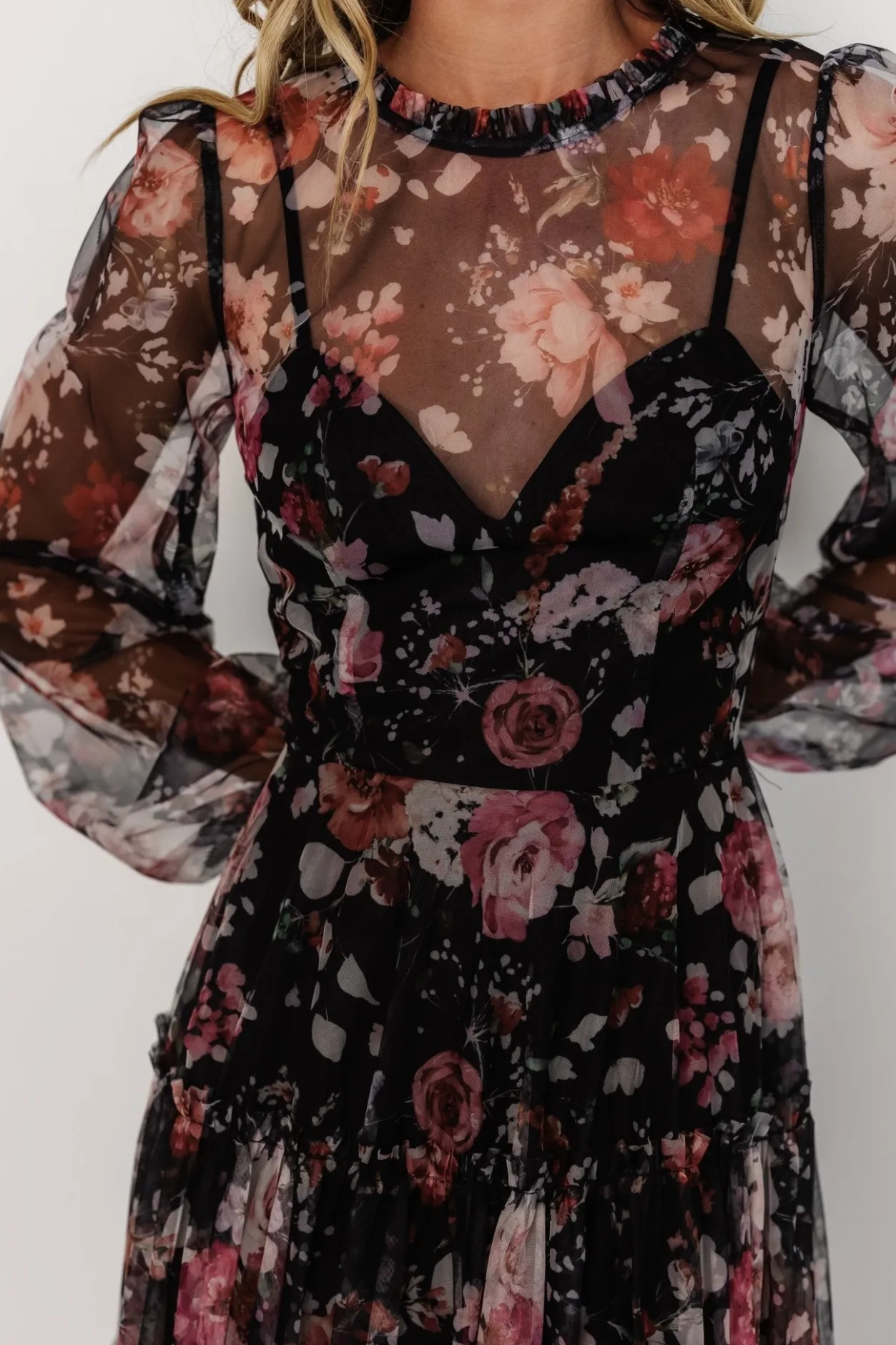 Sale Baltic Born Stephanie Tiered Maxi Dress | Black Floral BlackFloral