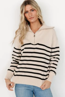 Best Baltic Born Sterling Half Zip Sweater | Beige + Black Beige+Black