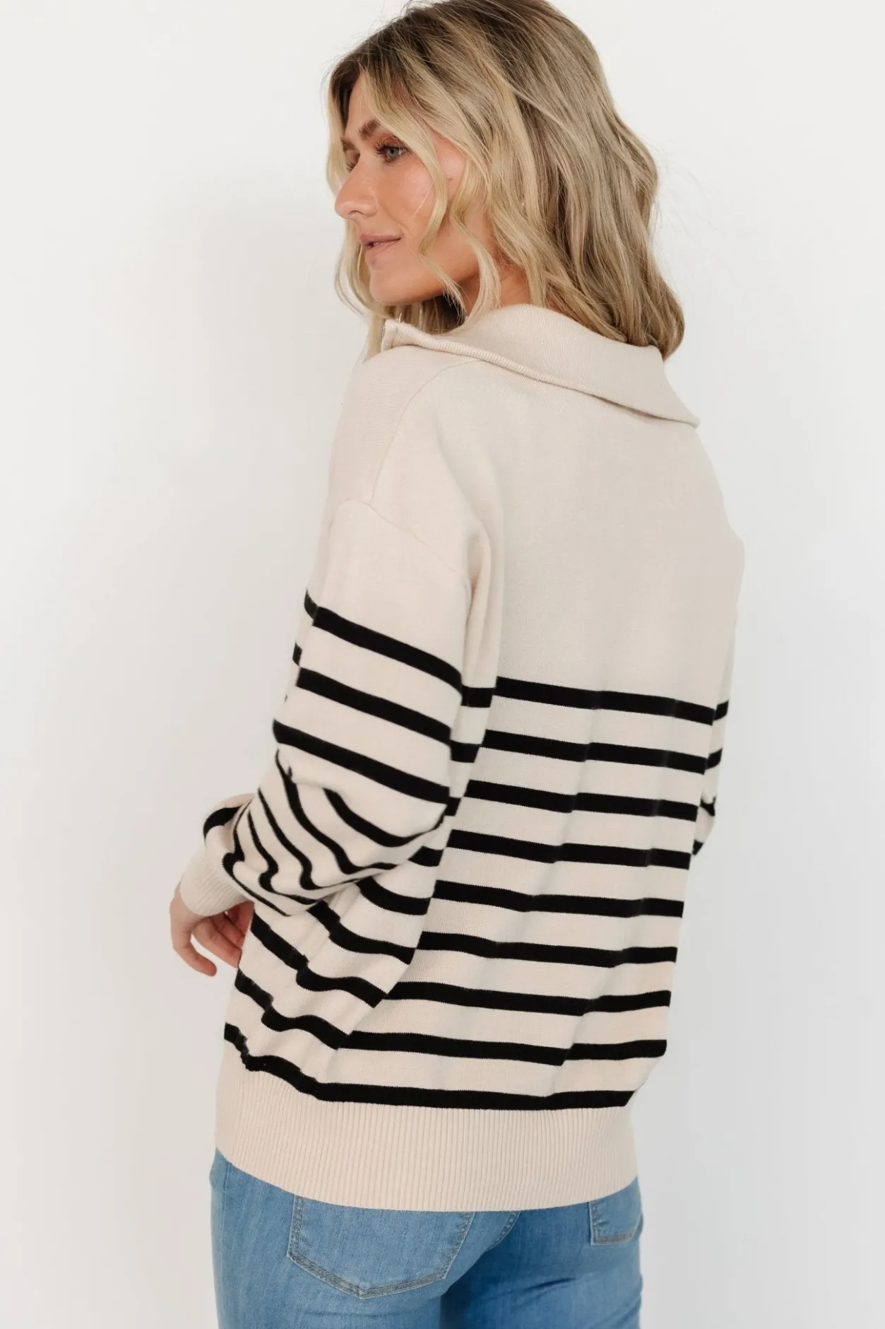 Best Baltic Born Sterling Half Zip Sweater | Beige + Black Beige+Black