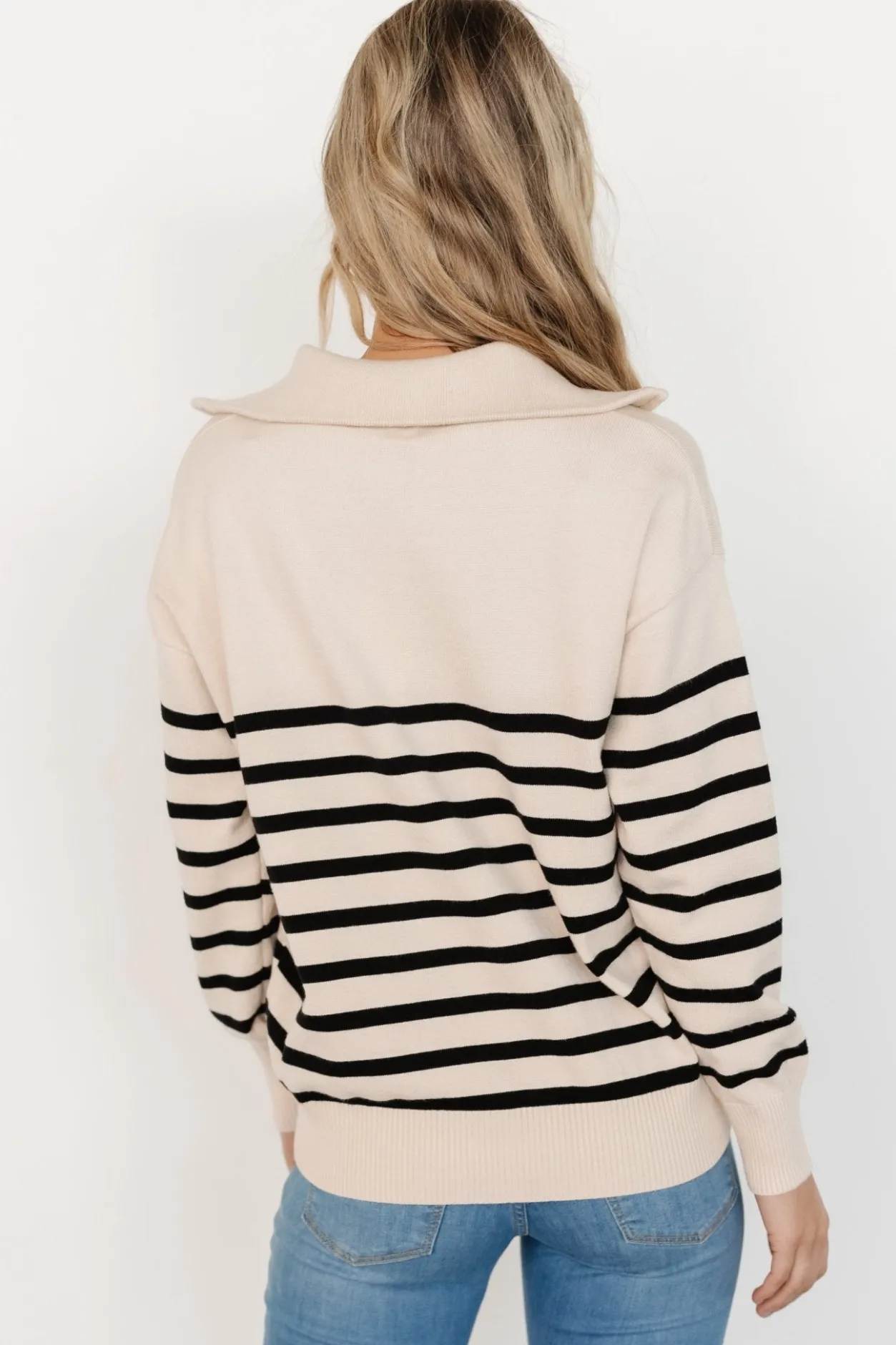 Best Baltic Born Sterling Half Zip Sweater | Beige + Black Beige+Black