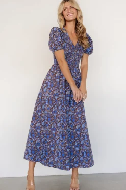 Best Baltic Born Stockton Smocked Dress | Brown + Blue Floral Brown+BlueFloral