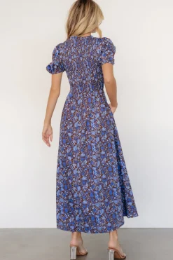 Best Baltic Born Stockton Smocked Dress | Brown + Blue Floral Brown+BlueFloral
