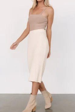 Sale Baltic Born Stormi Ribbed Midi Skirt | Cream