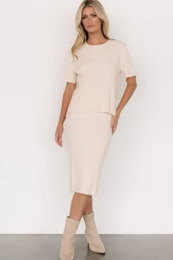 Sale Baltic Born Stormi Ribbed Midi Skirt | Cream